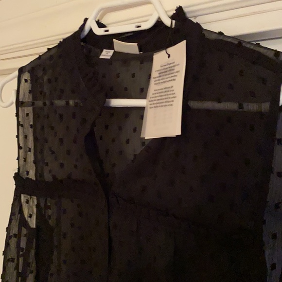 NEW Jacqueline de Yong Sheer blouse with polka dots - Picture 2 of 5